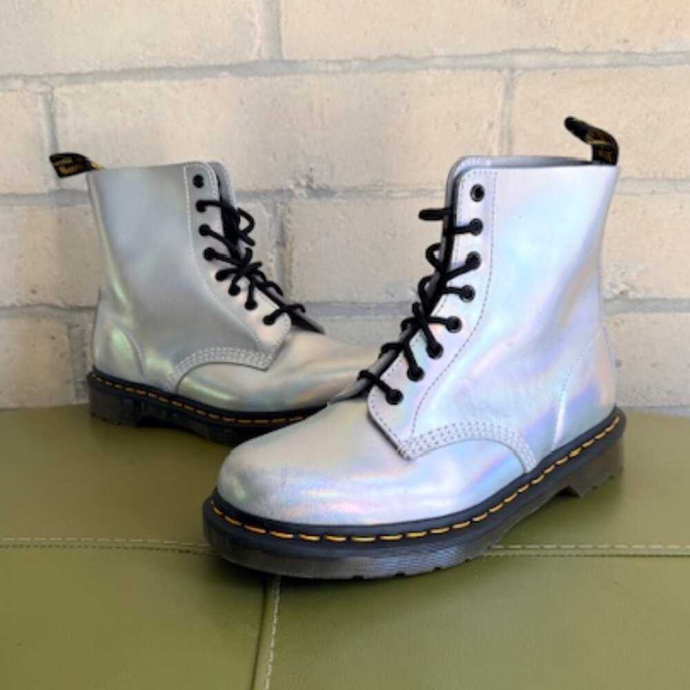 Dr. Martens 1460 boot silver iridescent size US women's 11 / UK 9 GUC
